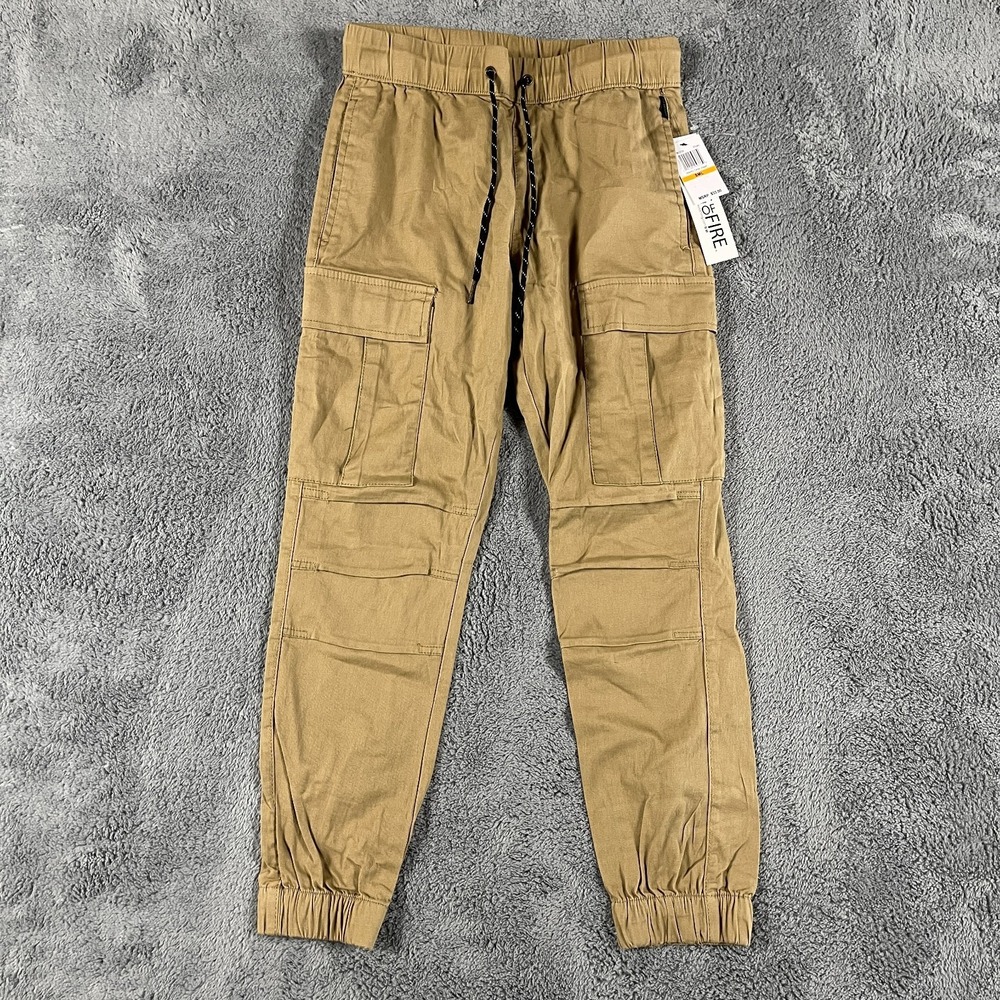 Ring of Fire Infantry Cargo Jogger Mens Small Khaki Stretch Tapered Leg RYB 1239